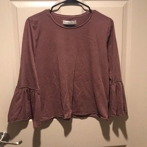 Earth tone ruffle sleeve top